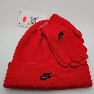 Youth Nike Stocking Cap & Gloves Set Red